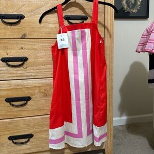 Red and Pink Geometric Dress